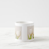 Tasse Expresso Tulipes blanches sur fond blanc, (Devant)