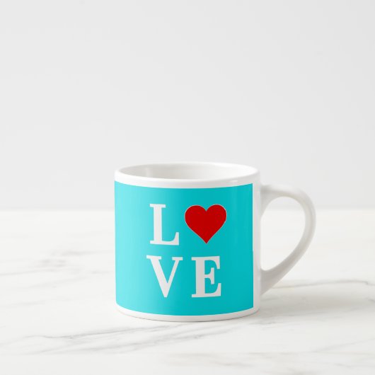 Tasse Expresso Turquoise Bleu AMOUR Moderne (Droite)