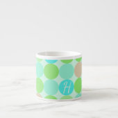 Tasse Expresso Turquoise Bleu Vert & Cercles Orange Monogramme (Devant)
