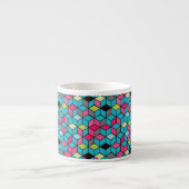 Tasse Expresso Turquoise et motif rose de cube (Devant)