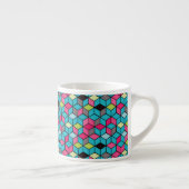 Tasse Expresso Turquoise et motif rose de cube (Droite)