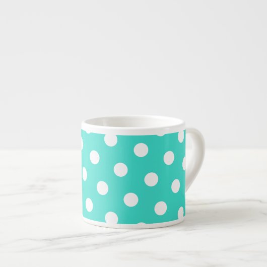 Tasse Expresso Turquoise et pois blancs (Devant droit)