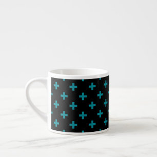 Tasse Expresso Turquoise polka croise sur noir