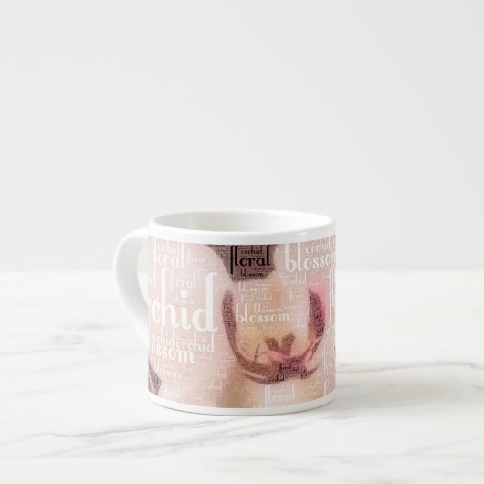 Tasse Expresso Typographie de l'orchidée, florale, fleur (Devant gauche)