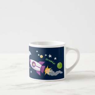 Tasse Expresso Un adorable vaisseau-fusée dans l'espace dessin an