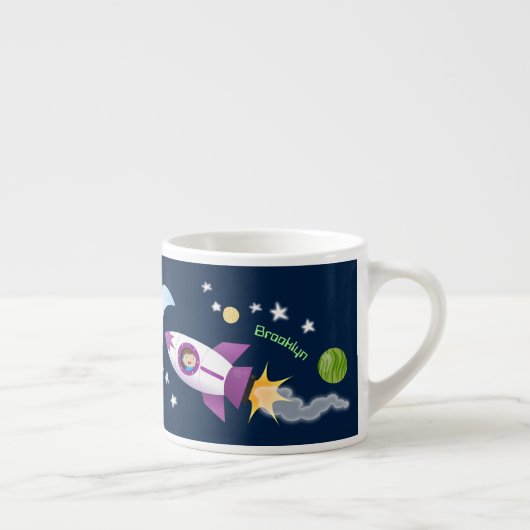 Tasse Expresso Un adorable vaisseau-fusée dans l'espace dessin an (Droite)