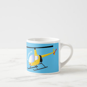 Tasse Expresso Un joli hélicoptère de dessin animé jaune