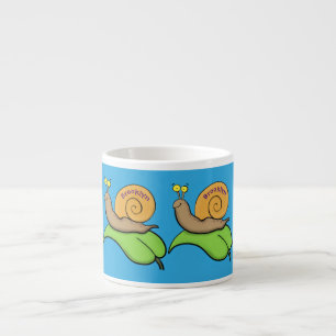 Tasse Expresso Un mignon escargot heureux sur une illustration d'