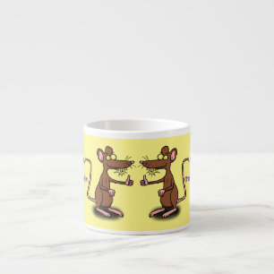 Tasse Expresso Un rat brun mignon pouce vers le haut dessin animé