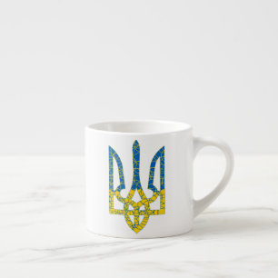 Tasse Expresso Un trident ukrainien texturé drapeau d'Ukraine cou