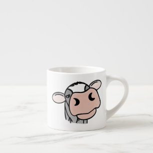 Tasse Expresso vache de dessin animé noir blanc rose baiser gris