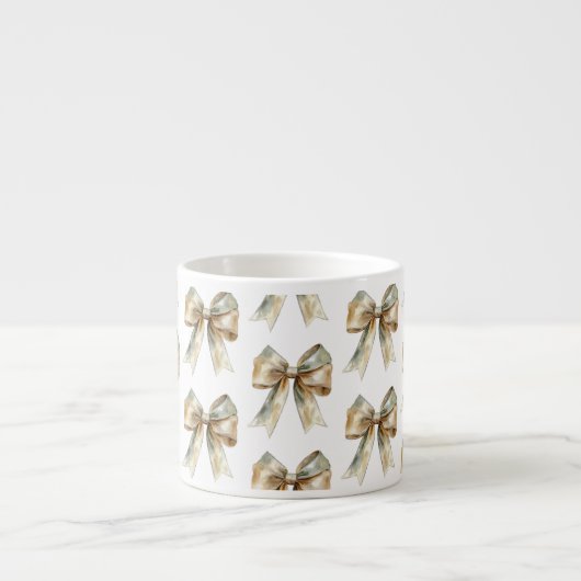 Tasse Expresso Vaches en or blanc rustique de Noël (Devant)