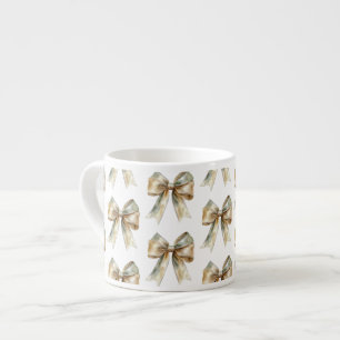 Tasse Expresso Vaches en or blanc rustique de Noël