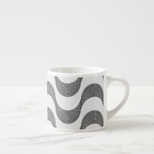 Tasse Expresso vagues noires et blanches en pavé portugais