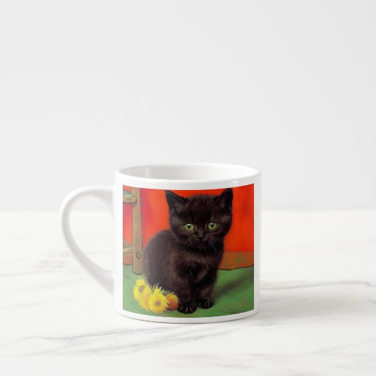 Tasse Expresso Van Gogh Style Chat noir (Gauche)