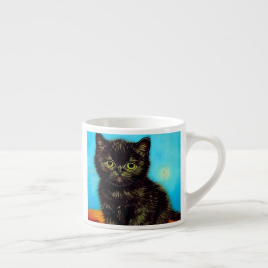 Tasse Expresso Van Gogh Style Pouting Kitten (Droite)