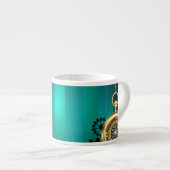 Tasse Expresso Veille bijoux Steampunk sur un Arrière - plan vert (Devant droit)