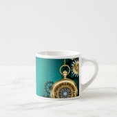 Tasse Expresso Veille bijoux Steampunk sur un Arrière - plan vert (Droite)