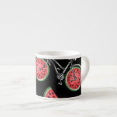 Tasse Expresso Vélos à roue de pastèque, motif d'été. (Devant droit)