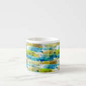Tasse Expresso Vert abstrait d'aquarelle, bleu (Devant)