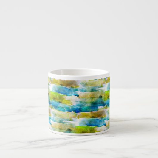 Tasse Expresso Vert abstrait d'aquarelle, bleu (Devant)