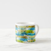 Tasse Expresso Vert abstrait d'aquarelle, bleu (Devant droit)