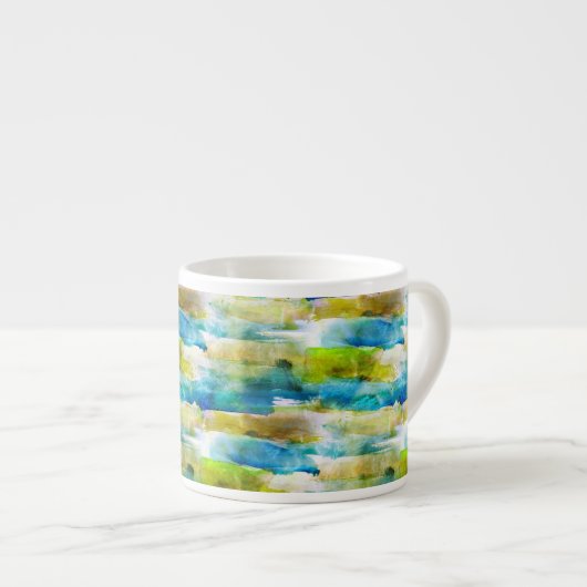 Tasse Expresso Vert abstrait d'aquarelle, bleu (Devant droit)