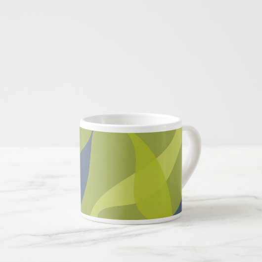 Tasse Expresso Vert, cool, tendance, formes ondulées modernes (Devant droit)