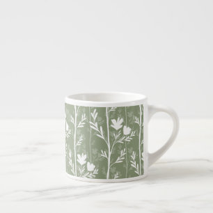 Tasse Expresso Vert sage silhouette florale botanique silencieuse
