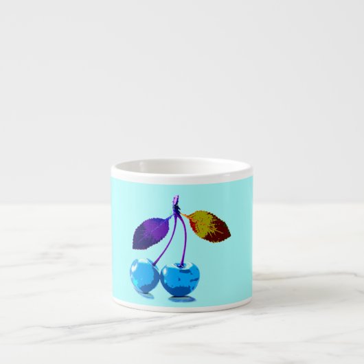 Tasse Expresso Vibrant Bleu clair Cerises Pop Art (Devant)