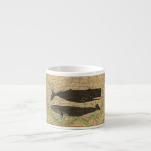 Tasse Expresso Vieille Baleine Nautilique Vieille Océan Vie Mari