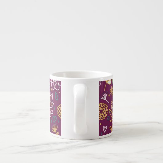 Tasse Expresso Vin Oiseaux et fleurs Whimsical (Dos)
