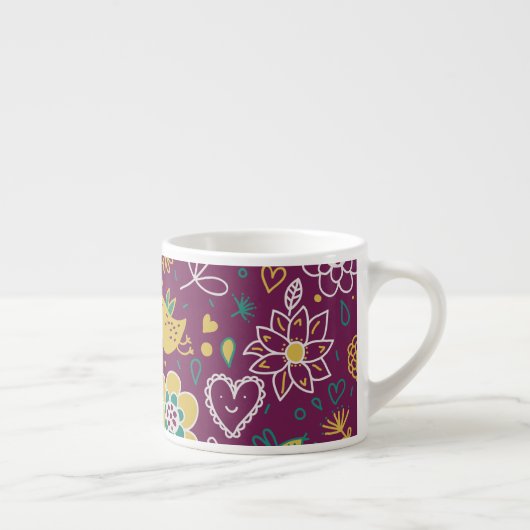Tasse Expresso Vin Oiseaux et fleurs Whimsical (Droite)
