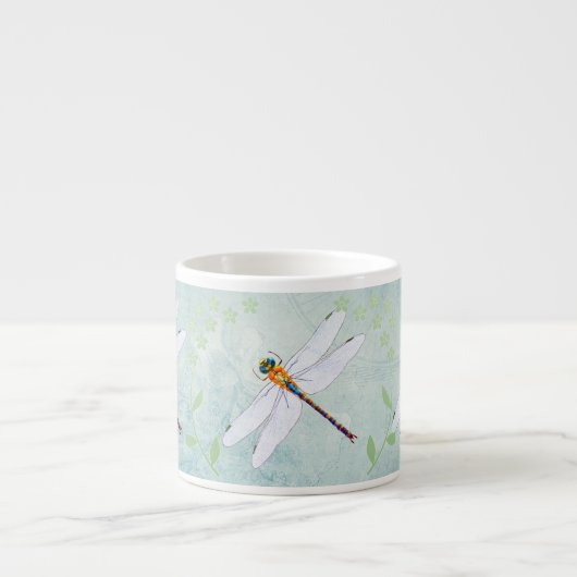 Tasse Expresso Vintage Dragonfly on Faded Floral (Devant)