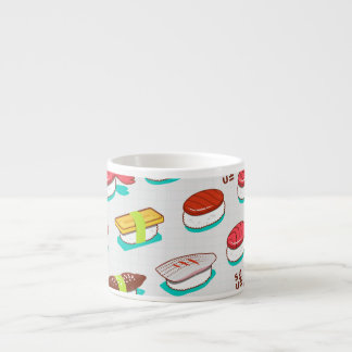 Tasse Expresso Vintage nigiri sushi, motif doodé