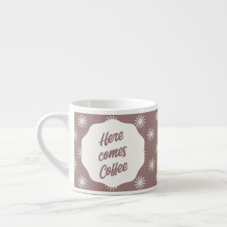 Tasse Expresso Vintage Text and Snowflakes on Brown