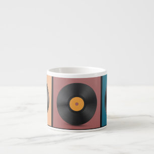 Tasse Expresso Vinyl records : retro LP set.