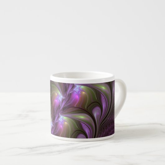 Tasse Expresso Violet Abstrait violet violet kaki fractal (Devant droit)