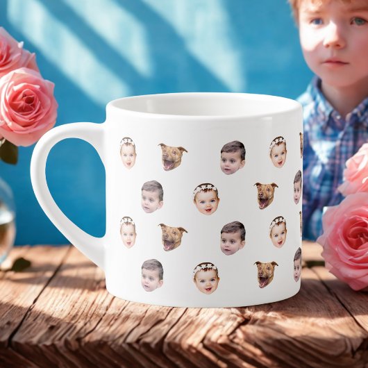 Tasse Expresso Visage personnalisé, cadeau familial unique 3 phot