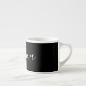 Tasse Expresso Votre nom | Élégant script blanc sur noir (Droite)