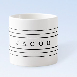 Tasse Expresso Votre texte personnalisé & rayures modernes Noir