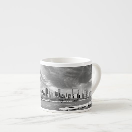 Tasse Expresso Vue panoramique d'horizon de Chicago en hiver (Devant droit)