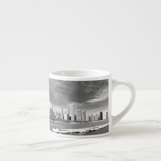 Tasse Expresso Vue panoramique d'horizon de Chicago en hiver (Droite)
