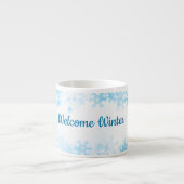 Tasse Expresso Welcome Winter, white blue ice crystals (Devant)