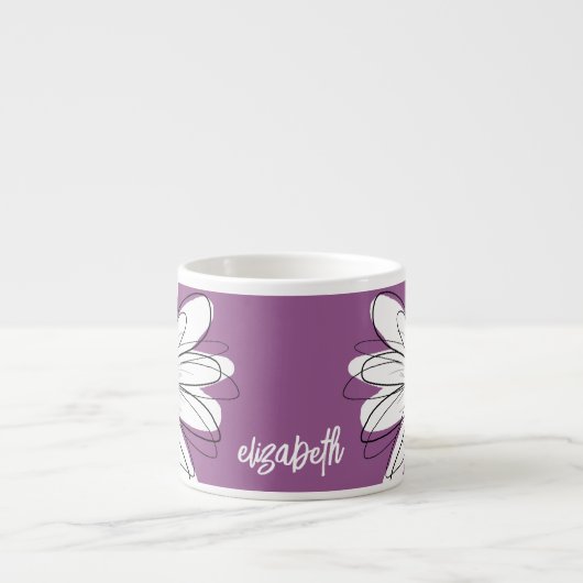 Tasse Expresso Whimsical Daisy - orchidée - nom de script tendanc (Devant)
