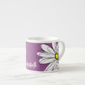 Tasse Expresso Whimsical Daisy - orchidée - nom de script tendanc (Devant droit)