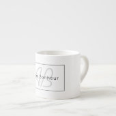 Tasse Expresso White Grey et Black | Cool Name & Monogram (Devant droit)