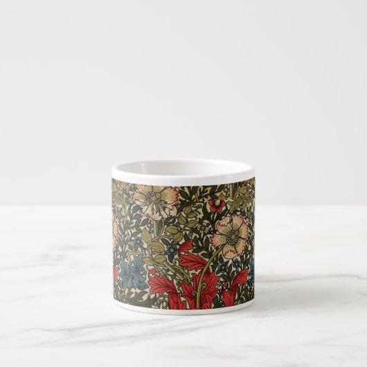 Tasse Expresso William Morris Élégant motif floral rouge vert (Devant)