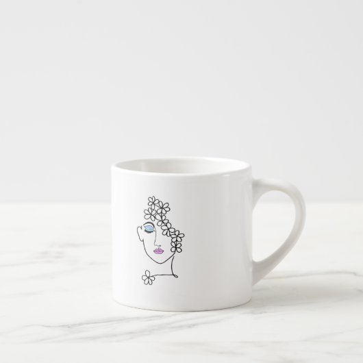 Tasse Expresso Woman With Flowers Line Art (Droite)