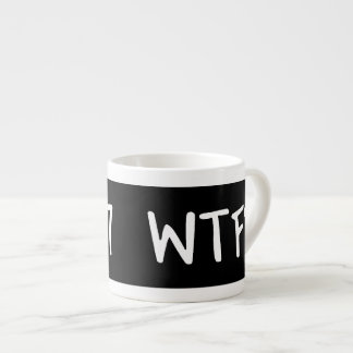 Tasse Expresso WTC 7 WTF ? Lettres blanches sur fond noir